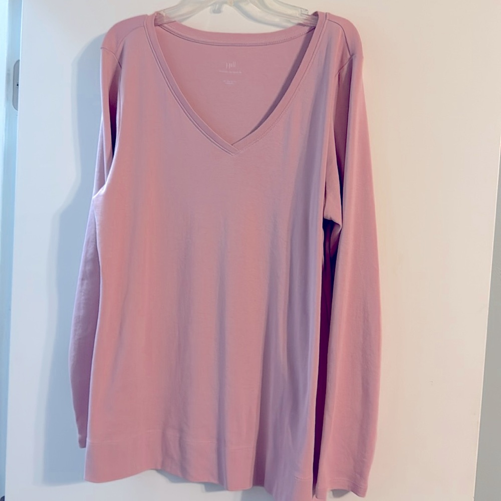 J. Jill Long Sleeve V-Neck Tunic in Dusty Pink